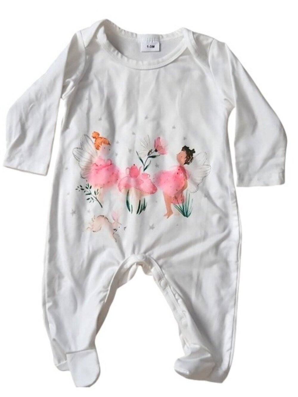 Baby Girl Footed Onesie 3 Piece Lot 1-3 Months New Fairy Pink Floral One Piece - Picture 5 of 7